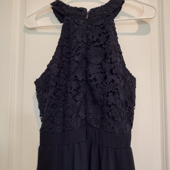 LULU'S navy blue Lovers Game lace chiffon swing dress, size S - Picture 7 of 10